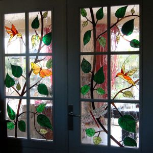 vitraux Tiffany oiseaux et libellule Osny
